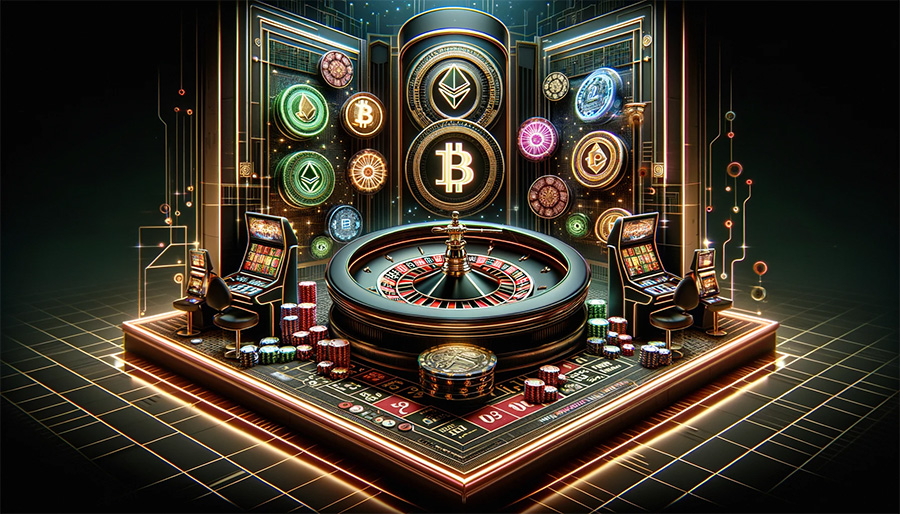 Стилизированое изображение под биткоин казино